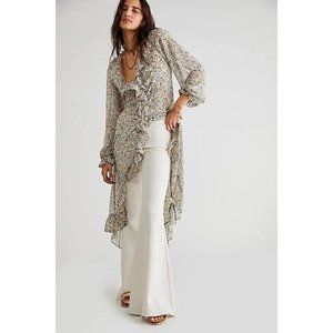 Free People women's XS Gigi floral printed maxi high low dress tunic overlay‎